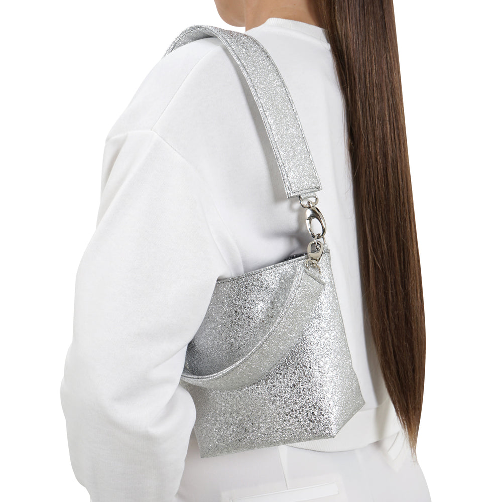 
                
                    Load image into Gallery viewer, THE BUCKET BAG | SPARKLING SILVER
                
            